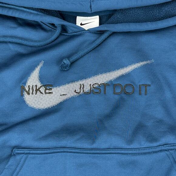 NIKE Women's Therma-FIT Fleece Graphic Hoodie Sz Medium Blue - Picture 3 of 5